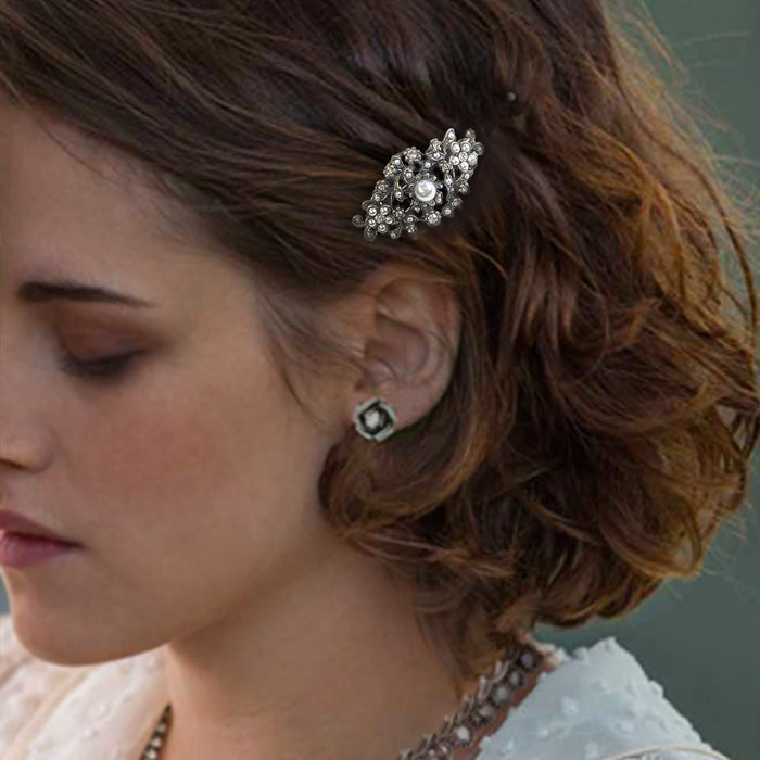Crystal and Pearl Accent Barrette B182