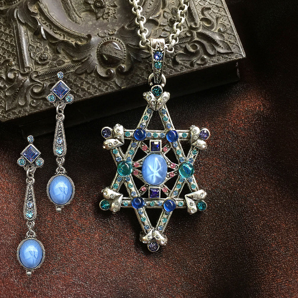 Art Deco Blue Vintage Glass Earrings by Sweet Romance