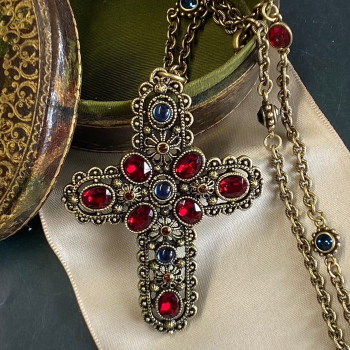 Royal Renaissance Vintage Cross Jewel Necklace N808