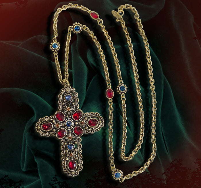 Royal Renaissance Vintage Cross Jewel Necklace N808