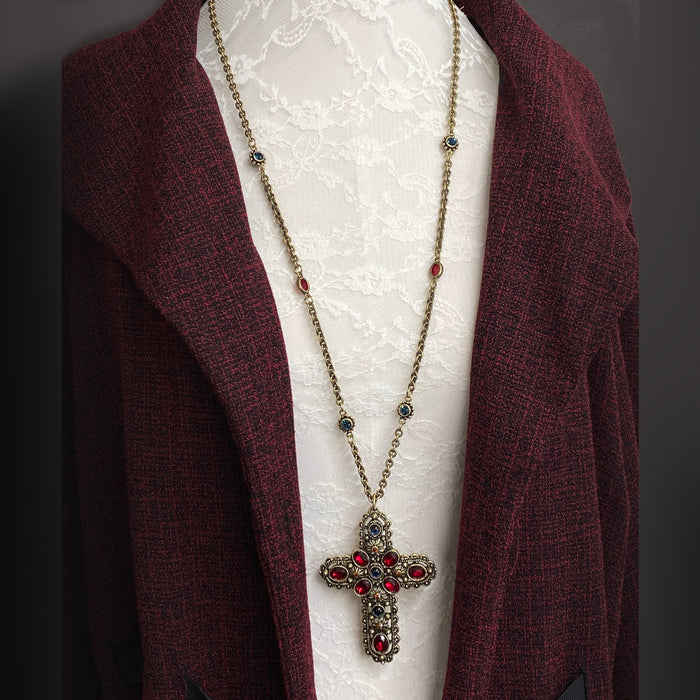 Royal Renaissance Vintage Cross Jewel Necklace N808