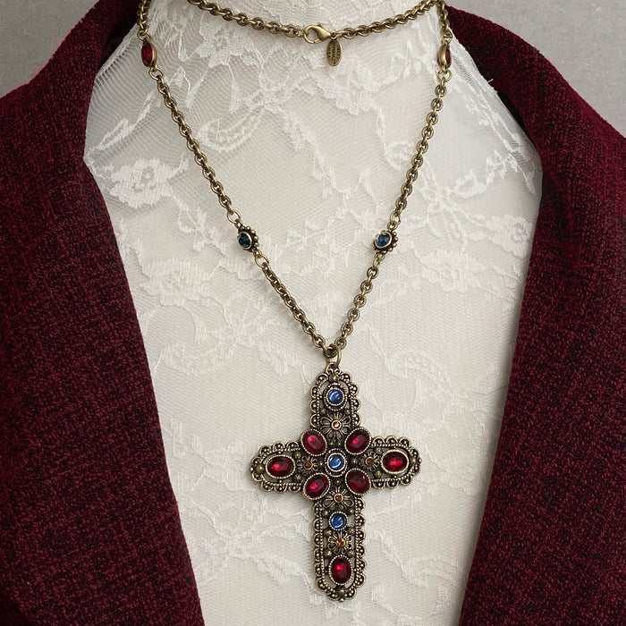 Royal Renaissance Vintage Cross Jewel Necklace N808