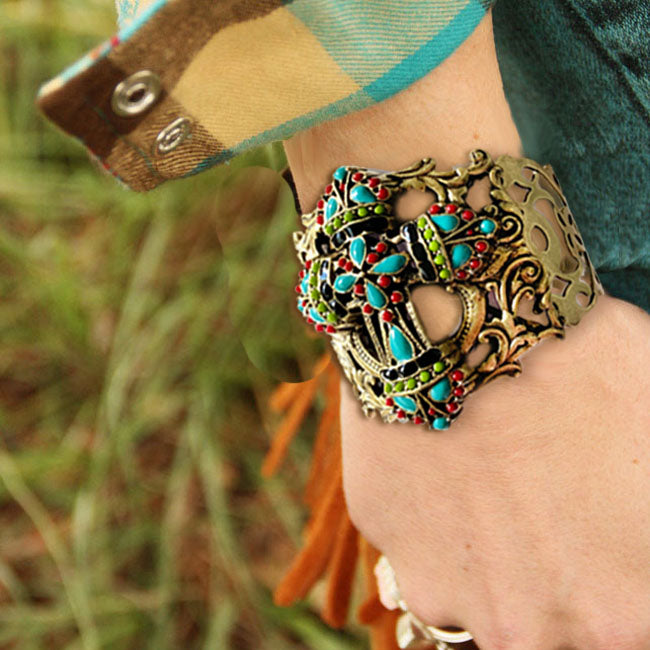 Mayan Cross Necklace & Bracelet Jewelry Set
