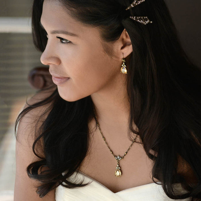 Garnet Red Teardrop Necklace and Earring Set NE1170-GS