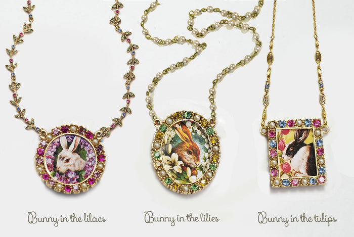 Garden of Bunnies Necklace N1644 - sweetromanceonlinejewelry