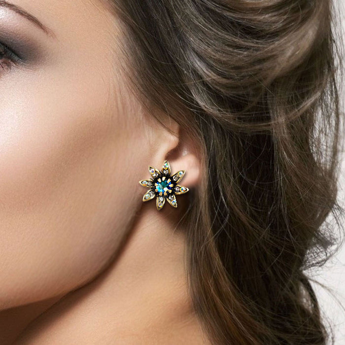 Aurora Borealis Retro Daisy Flower Earrings E1316