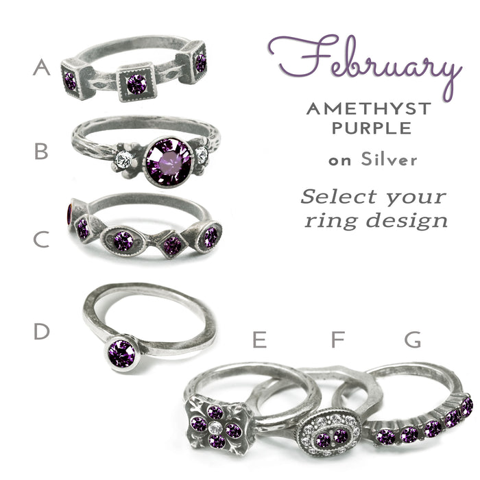 Stackable February Birthstone Ring - Amethyst Purple