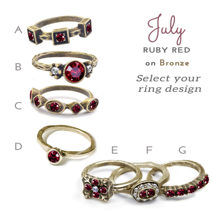 Stackable July Birthstone Ring - Ruby Red