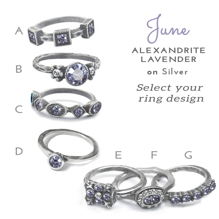 Stackable June Birthstone Ring - Alexandrite Lavender