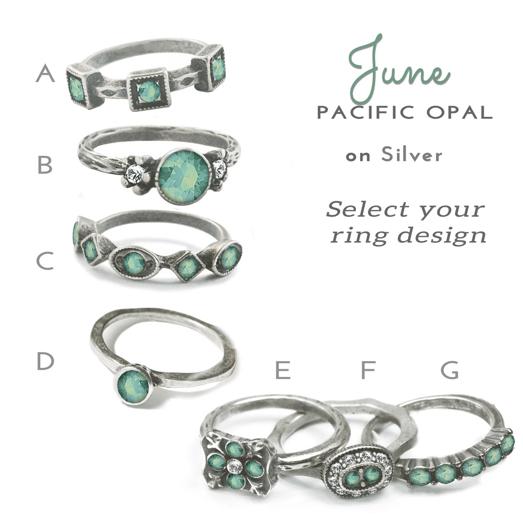 Stackable June Birthstone Ring Pacific Opal Sweet Romance Jewelry