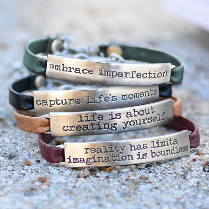 Inspirational Message Leather Bracelets