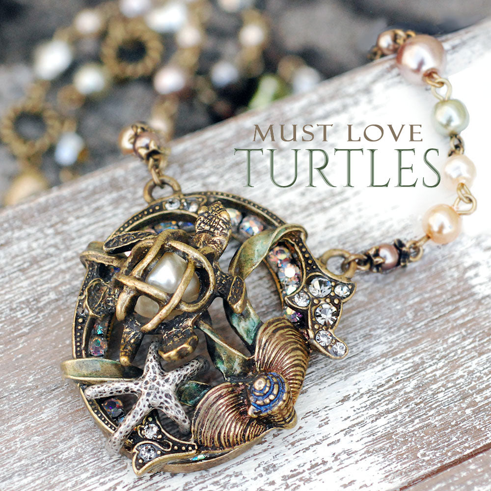 Sea Turtle Pearl Ocean Necklace by Sweet Romance Sweet Romance Jewelry