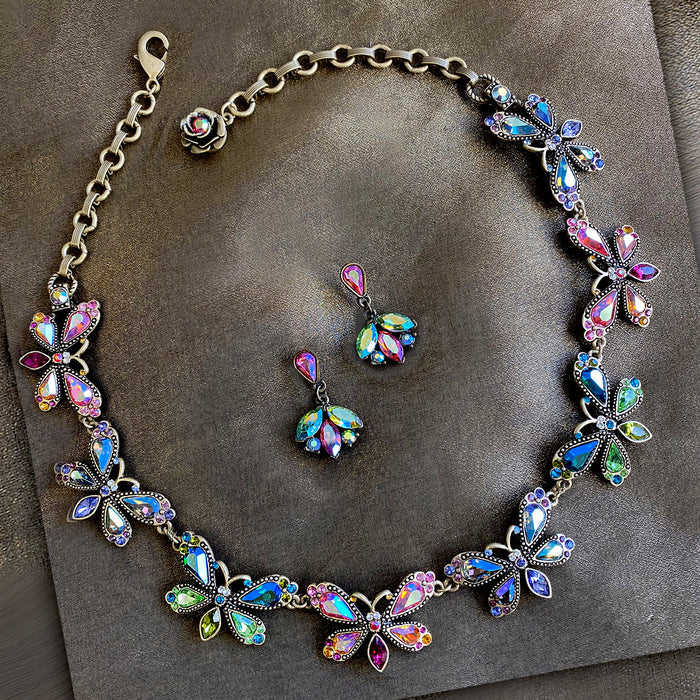 Vintage Rainbow Firefly Necklace  N1221