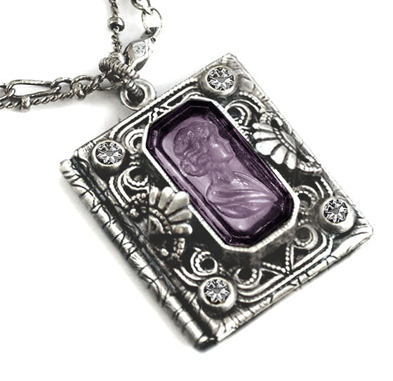 Silver Intaglio Book Locket