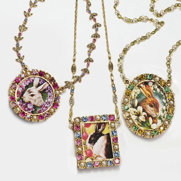 Garden of Bunnies Necklace N1644 - sweetromanceonlinejewelry