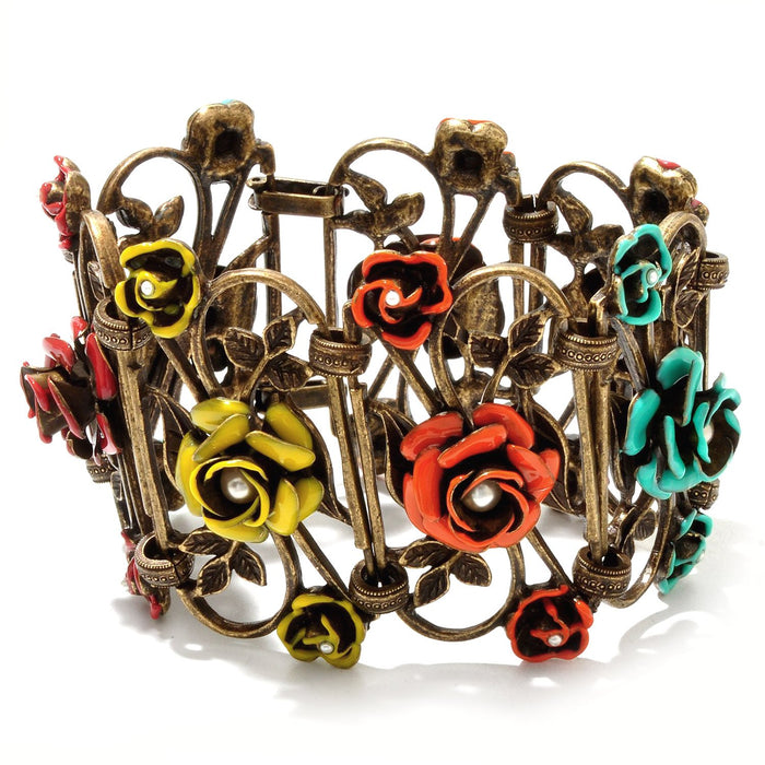 Enamel Roses Trellis Bracelet BR818 - Sweet Romance Wholesale