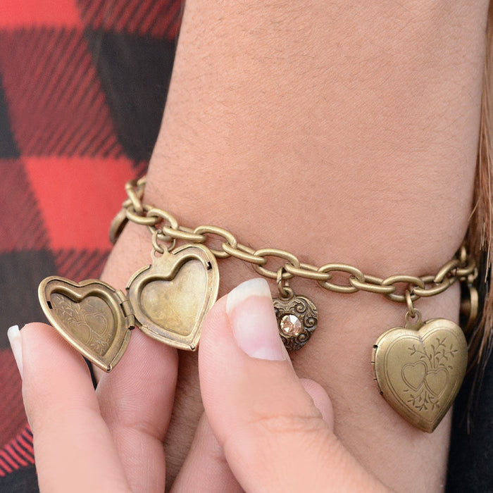 Heart Locket Charm Bracelet