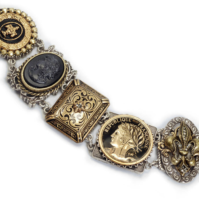 French Bronze & Silver Links Bracelet