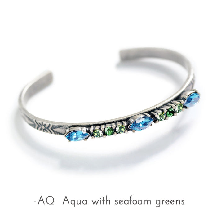 Crystal Bar Thin Cuff Stacking Bracelet