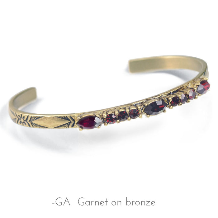 Crystal Bar Thin Cuff Stacking Bracelet