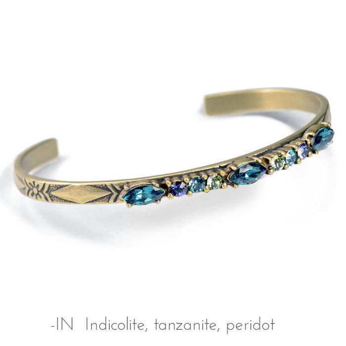 Crystal Bar Thin Cuff Stacking Bracelet