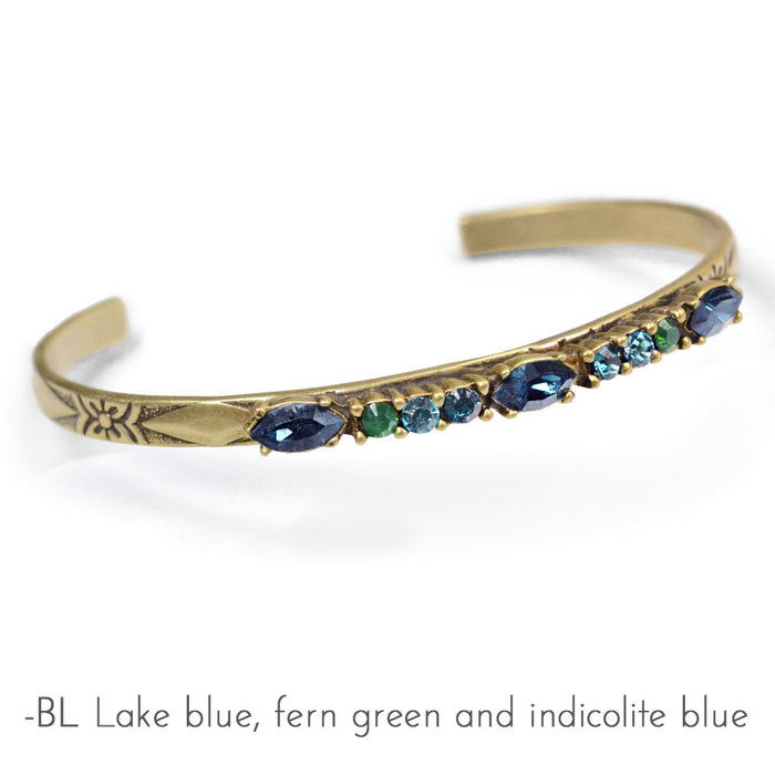 Crystal Bar Thin Cuff Stacking Bracelet