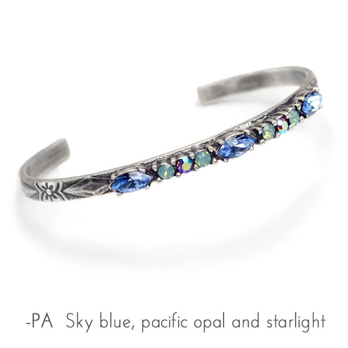 Crystal Bar Thin Cuff Stacking Bracelet