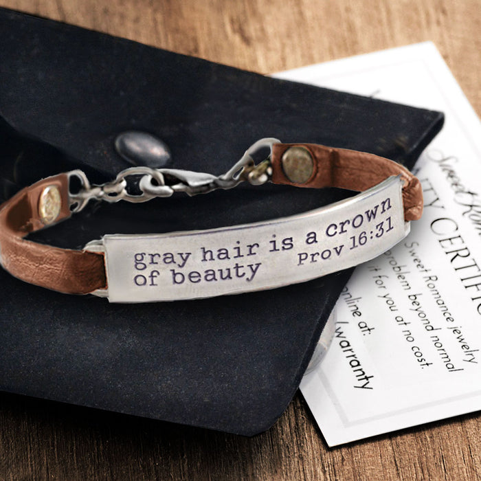 Gray hair is a crown of beauty Bible Verse Bracelet BR501