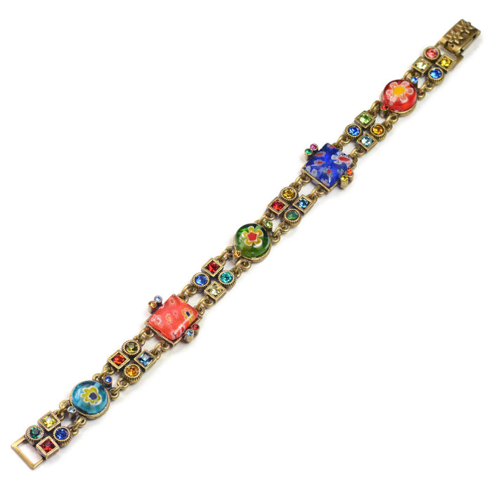 Millefiori Glass Geometric Link Bracelet BR527