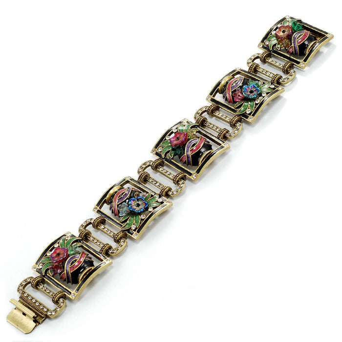 Art Deco Enamel Flower Vase Bracelet