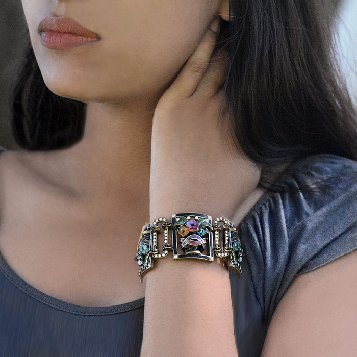 Art Deco Enamel Flower Vase Bracelet