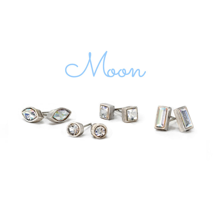Set of 4 Crystal Stud Earrings E1259
