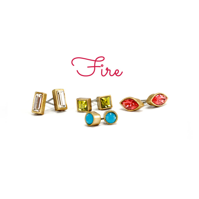 Set of 4 Crystal Stud Earrings E1259