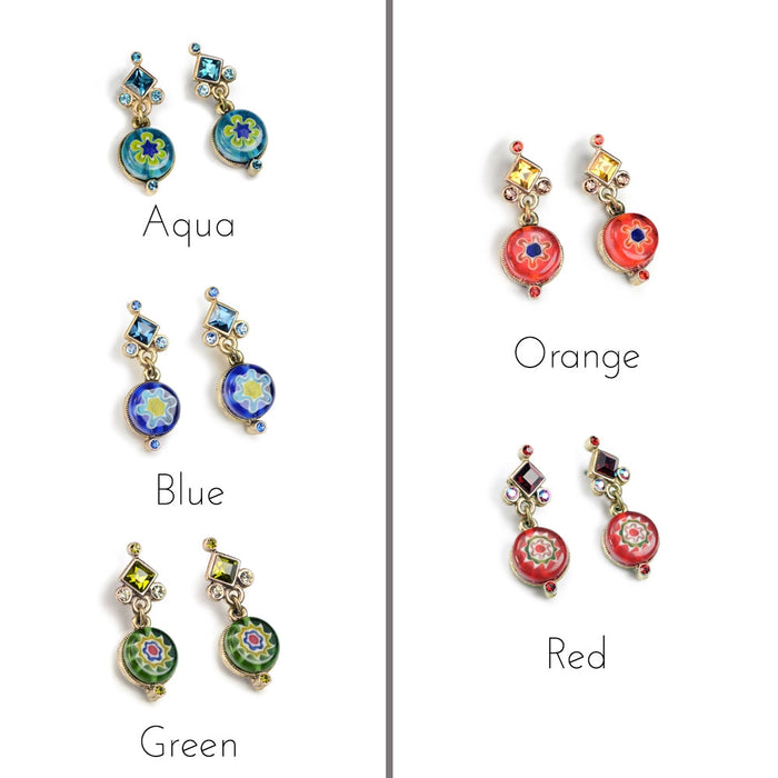 Millefiori Glass Round Candy Earrings E1386
