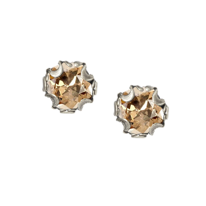 Birth Month Cushion Cut Stud Earrings E1982-SIL-GS