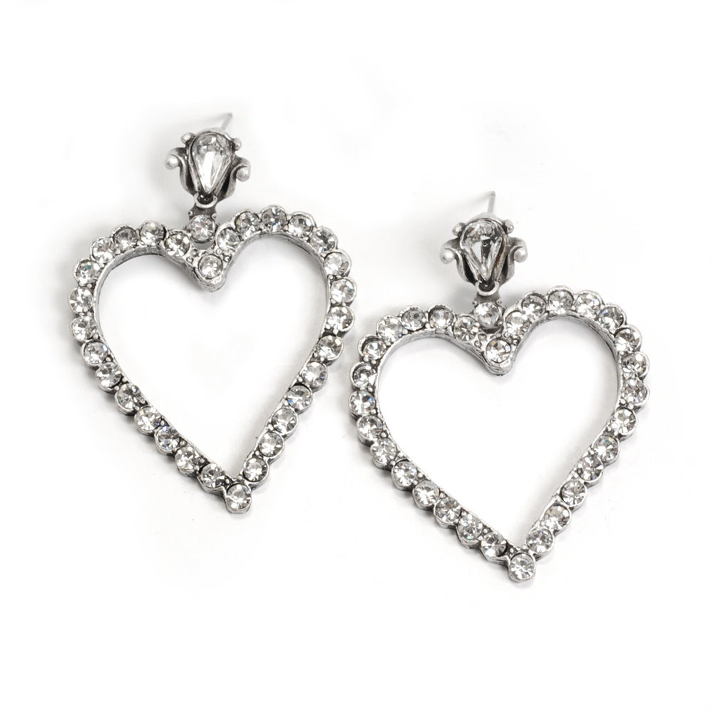 Crystal Outline Heart Earrings E736 | Sweet Romance – Sweet