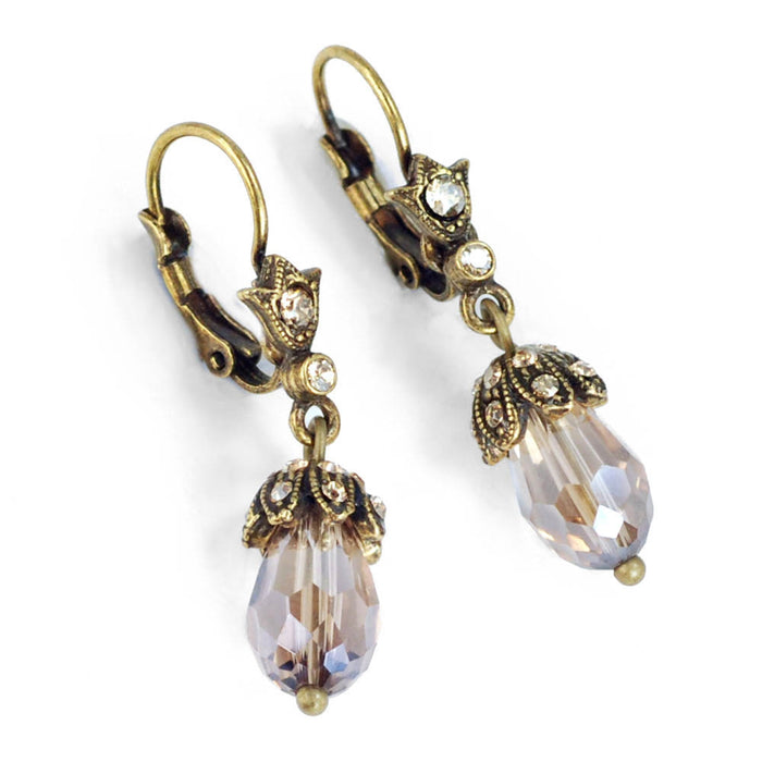 Art Deco Vintage Crystal Teardrop Earrings E988-CH