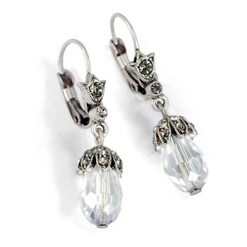 Art Deco Vintage Crystal Teardrop Earrings E988 - sweetromanceonlinejewelry