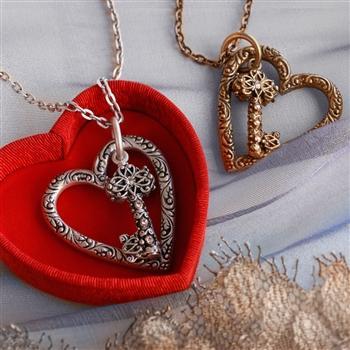 Floating Heart & Key Necklace N1253 - Sweet Romance Wholesale