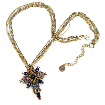 Peacock Midnight Cross Necklace N1284