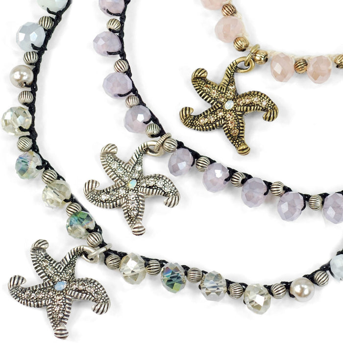 Crystal Beaded Starfish Necklace N1364