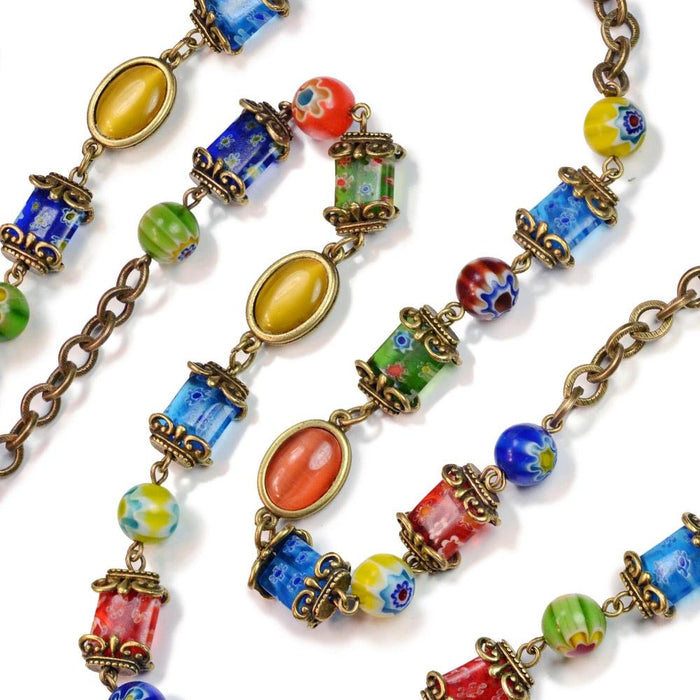 Millefiori Glass Candy Chain Necklace