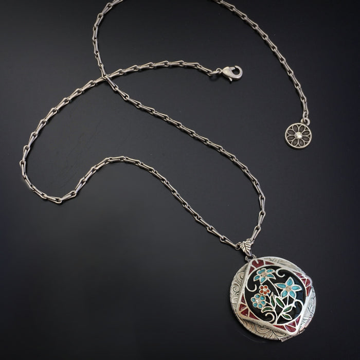 Enamel Locket Silver and Gold