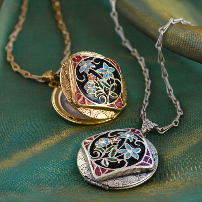 Enamel Locket Silver and Gold