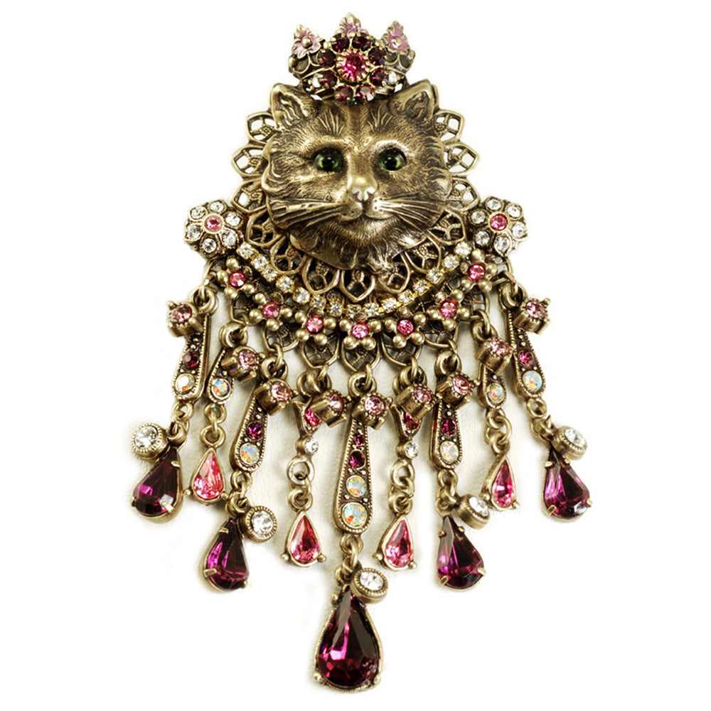Antique Elizabethan Crystal Feline Cat Pin by Sweet Romance