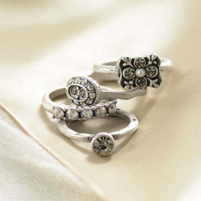 Florence Crystal Stack Rings Set