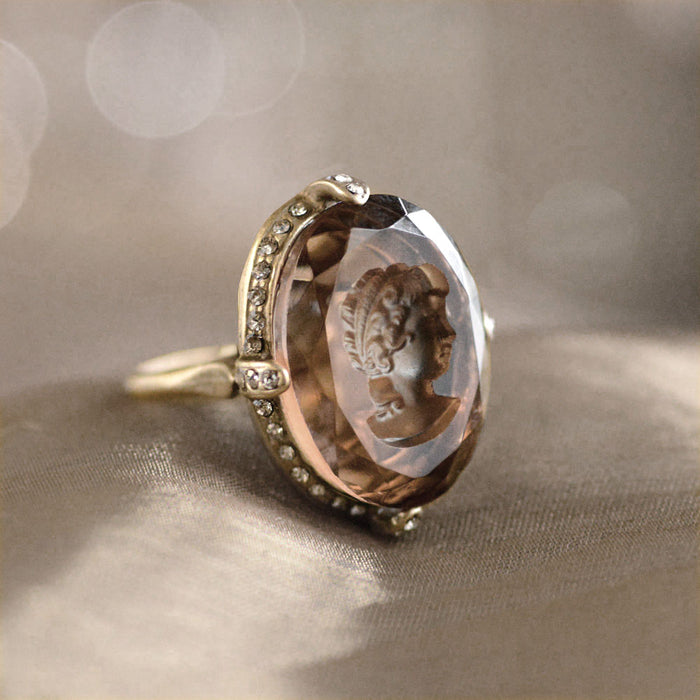 Faceted Oval Intaglio Cameo Ring R130