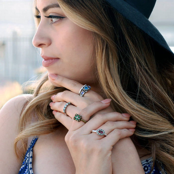 Stackable August Birthstone Ring - Peridot Green