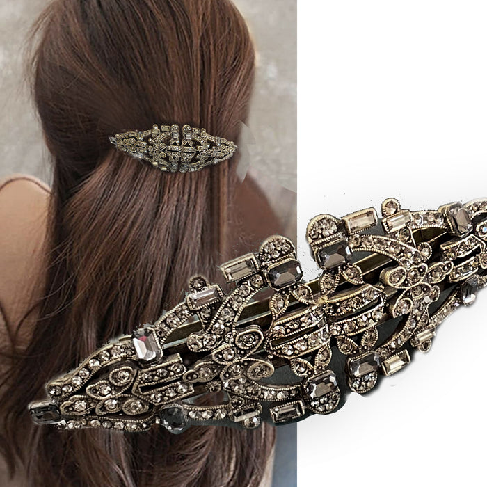 Art Deco Vintage Crystal Long Barrette B177