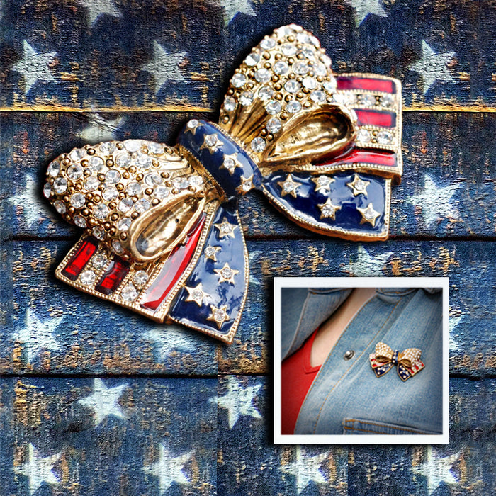 USA American Flag Bow Pin P1776